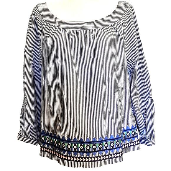 Vineyard‎ Vines Geo Prep Embroidered Open Neck Top Medium - Picture 1 of 10